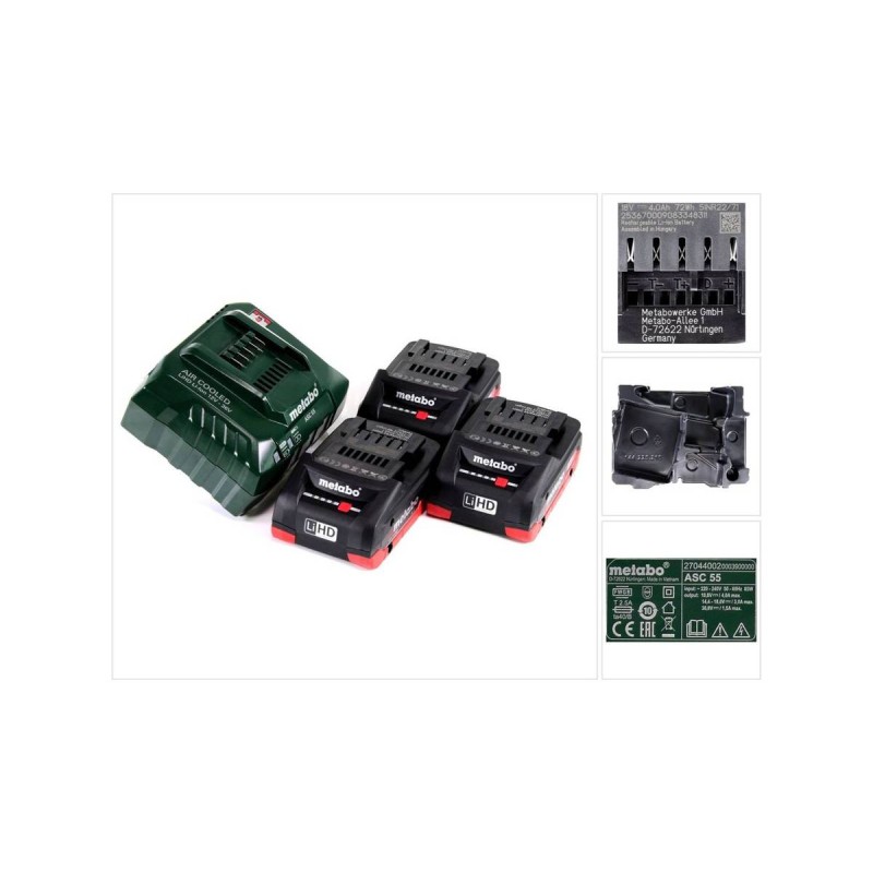 Metabo BASIC SET 3 X LIHD 4.0 AH Li-ion 4Ah Metabo BASIC SET 3 X LIHD 4.0 AH Li-ion 4Ah
